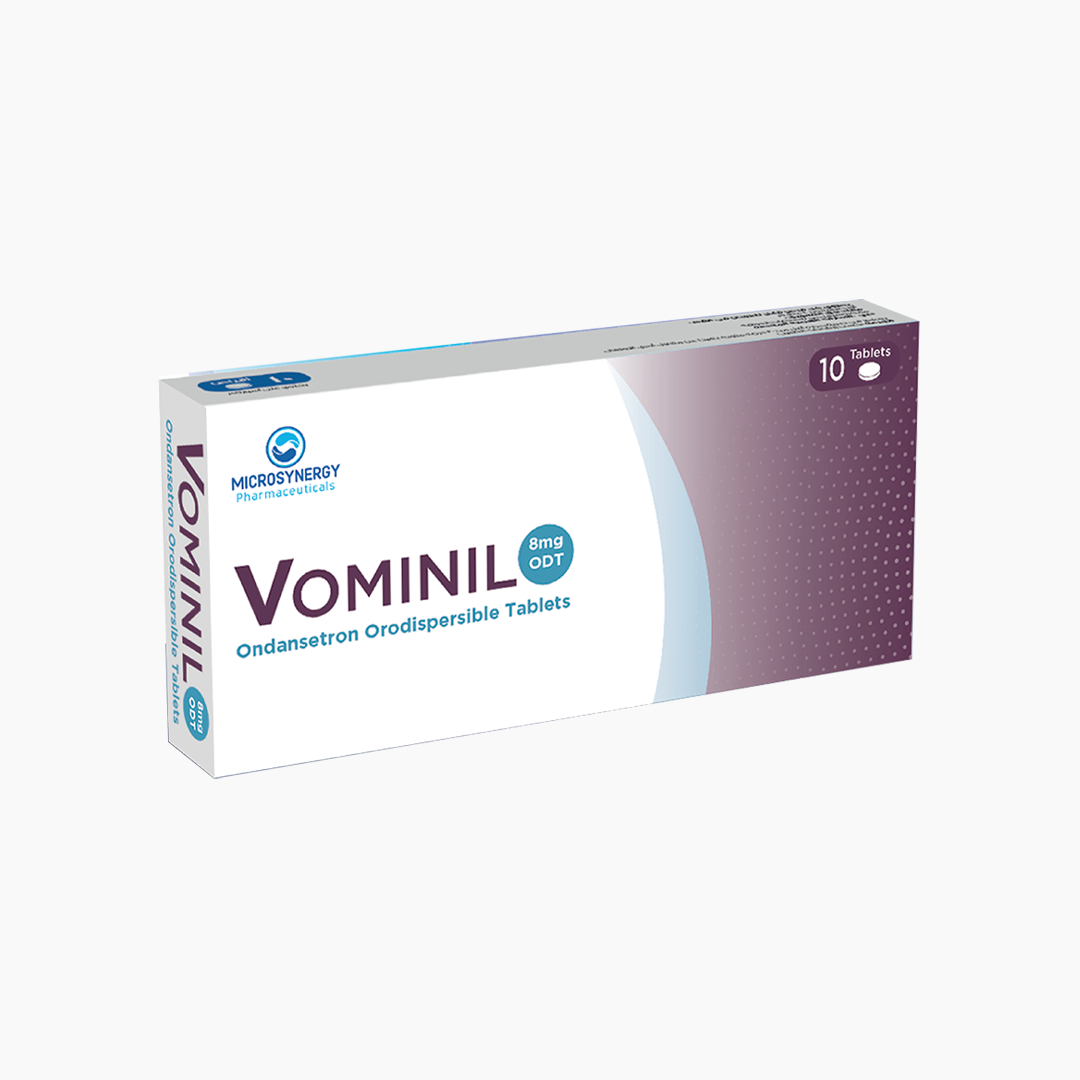 VOMINIL 8MG 10T packaging visual